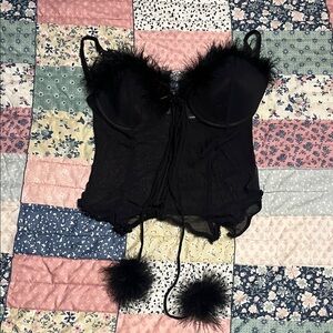 delicates Black Sheer Lingerie Vintage corset top